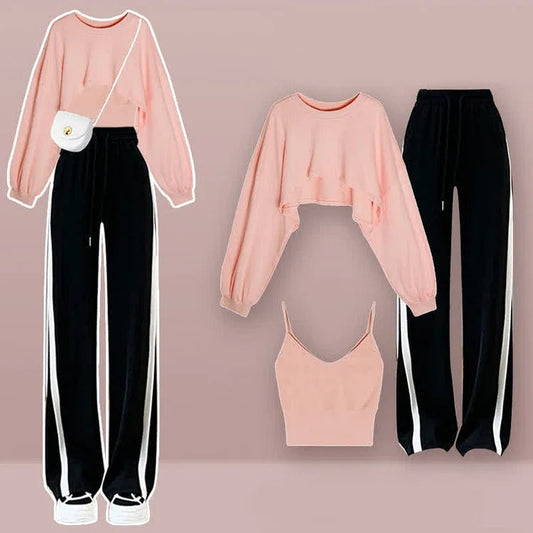 Cross Knit Sweater Shirt High Waist Pants Three Piece Set – Youeni