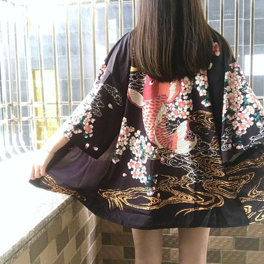 Japanese Art Fancy Kimono Cardigan Robe Short