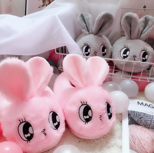 Pink Bunny Plush Slippers