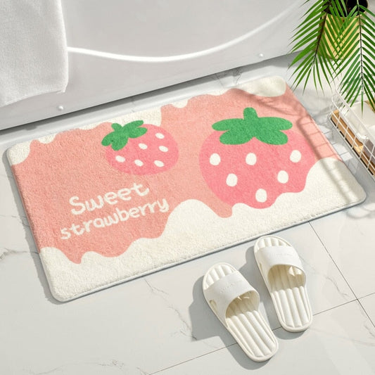 Sweet Steps: Strawberry-Themed Soft Bathroom Mat – Youeni