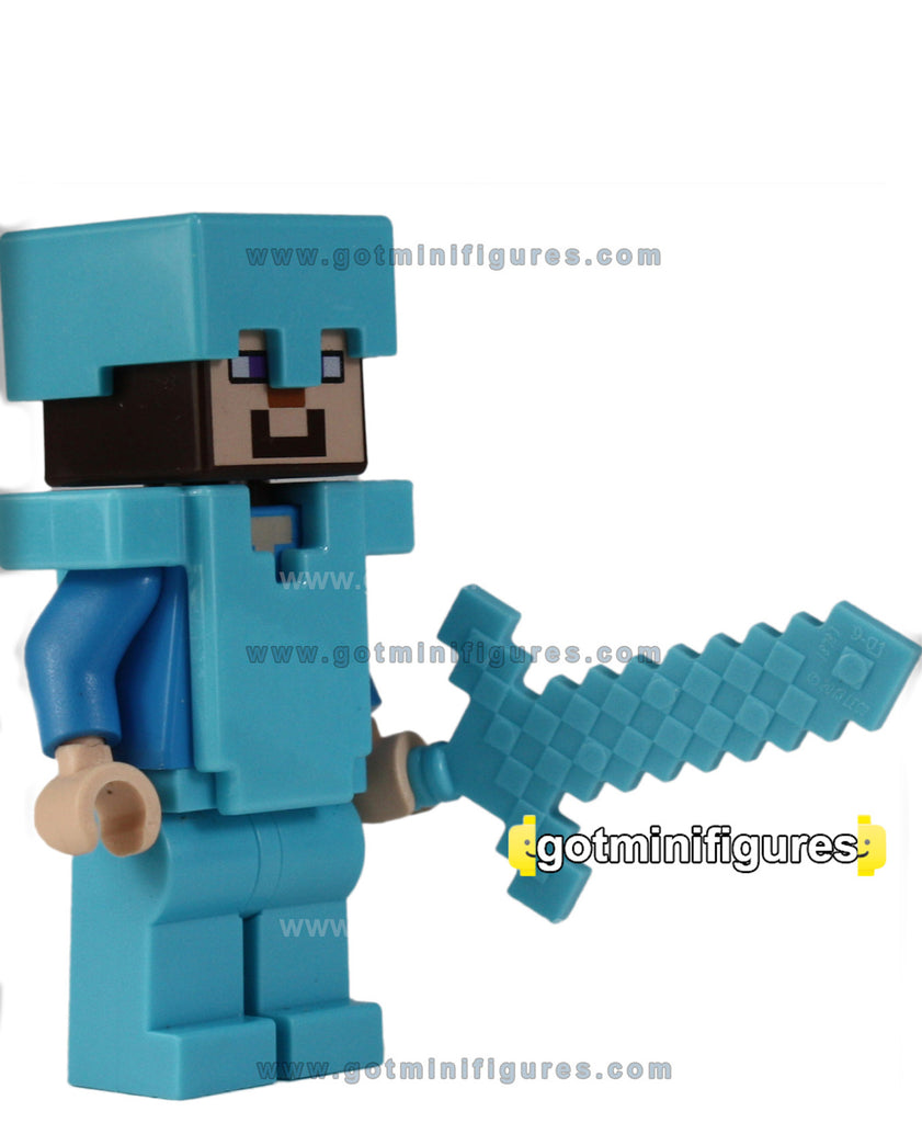 LEGO MINECRAFT - STEVE DIAMOND ARMOR w/ BLOCKY SWORD 