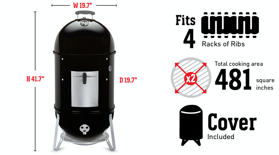 Weber - Fumoir Smokey Mountain Cooker 18 po Avec Housse — BBQ & Cie