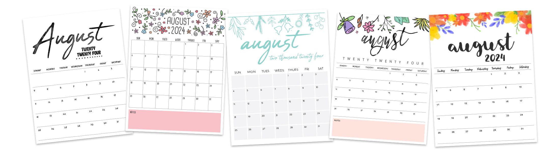 printable august calendar templates