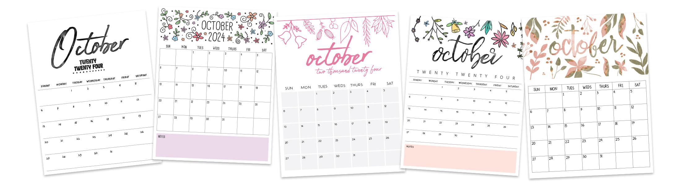 printable october 2024 calendars