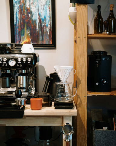 home coffee bar with espresso machine