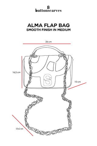 Alma Flap Bag Smooth Finish Medium - Navy – Buttonscarves Malaysia