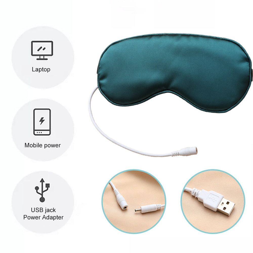 USB Hot Steam Compress Sleep Mask Electric Bandage Heating Eyepatches Constant Temperature Women Blindfold Steam Eye Night Mask