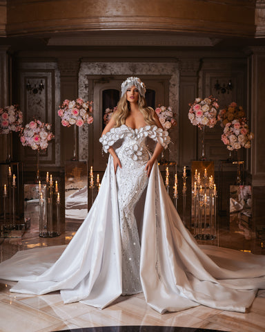 Bridal Dress featuring Detachable Overskirt