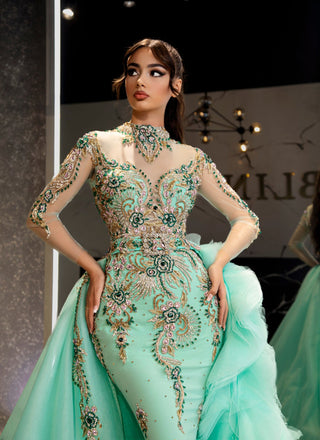 Rhinestone Dress - Blue Haute Couture Dress – Blini Fashion House