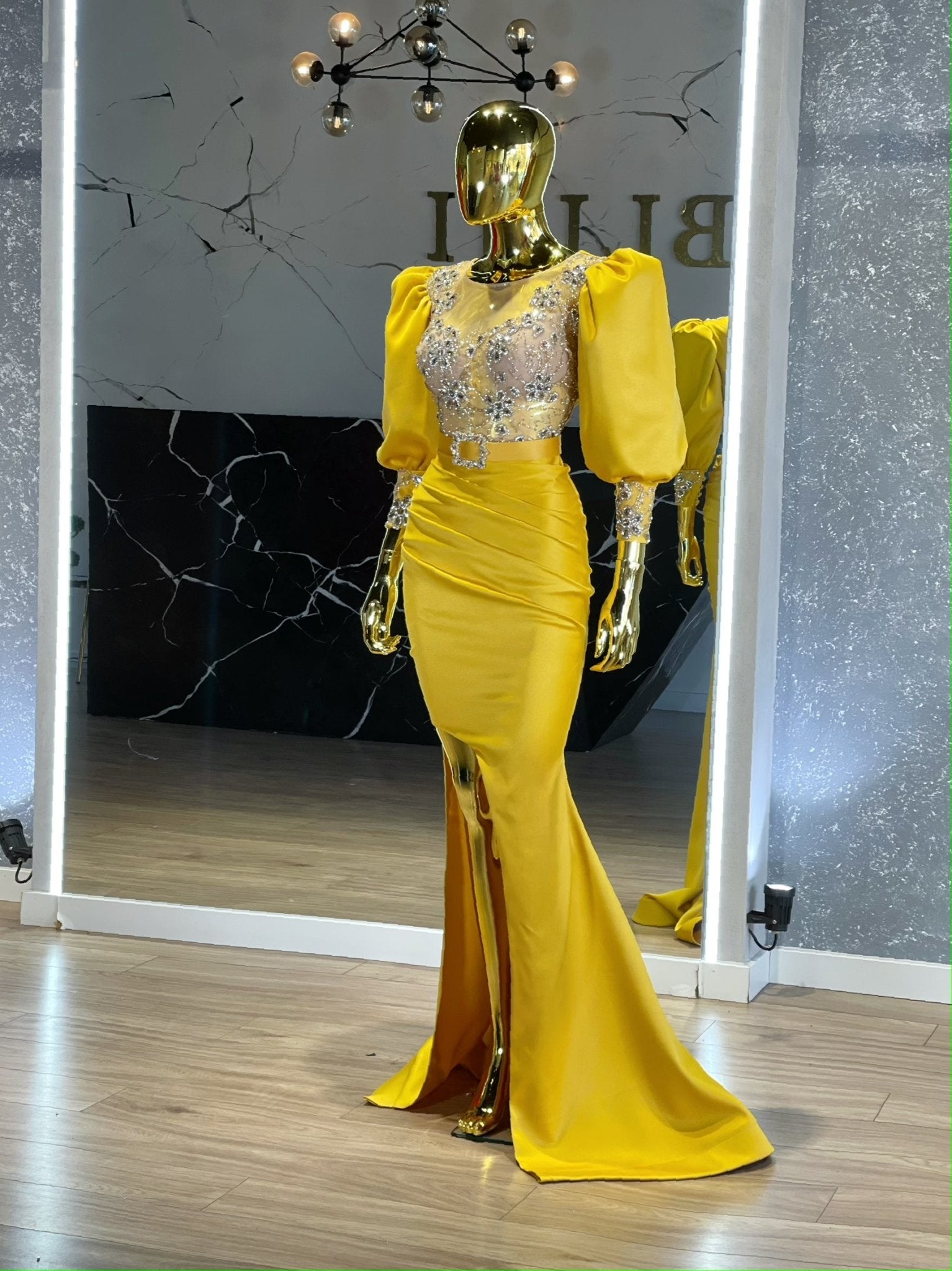 Kosoe Satin Dress with Sparkling Stones – Blini Fashion House