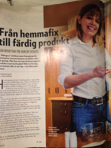 Tina in her kitchen experimenting with ingredients when starting True organic of Sweden 2014