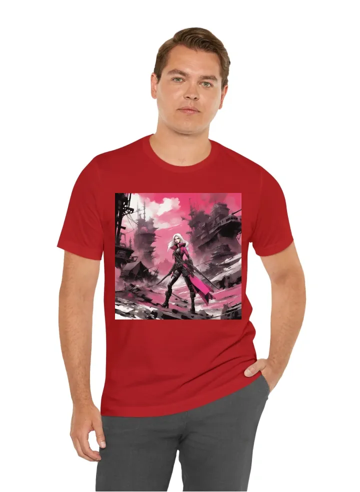 Barbie meets Post-Apocalyptic Warrior: Pink hues, fashion elements, combined with rugged armor and dystopian landscapes