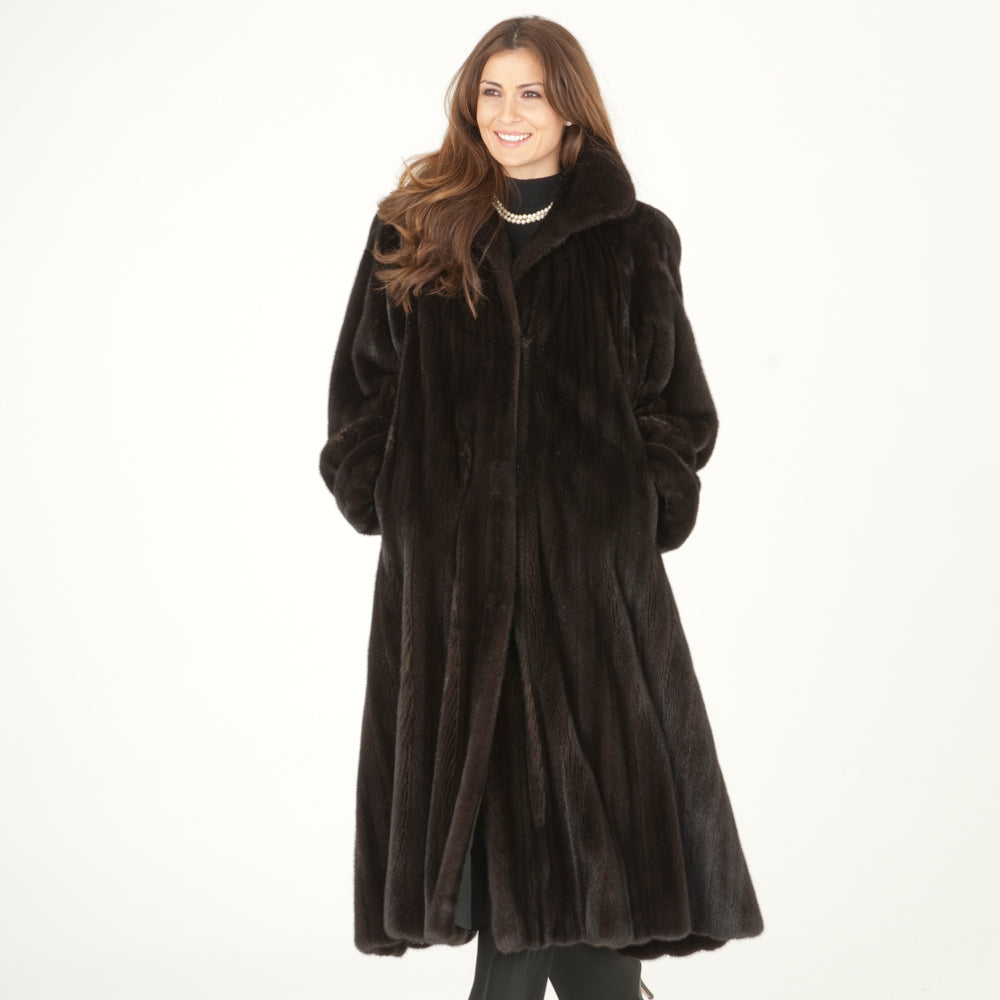 Dark Ranch Black Mink Fur Coat Jacket M No Monogram Unique Design