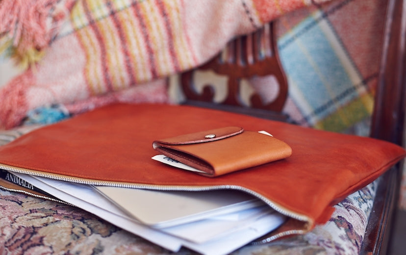 Tan Small Leather Pencil Case