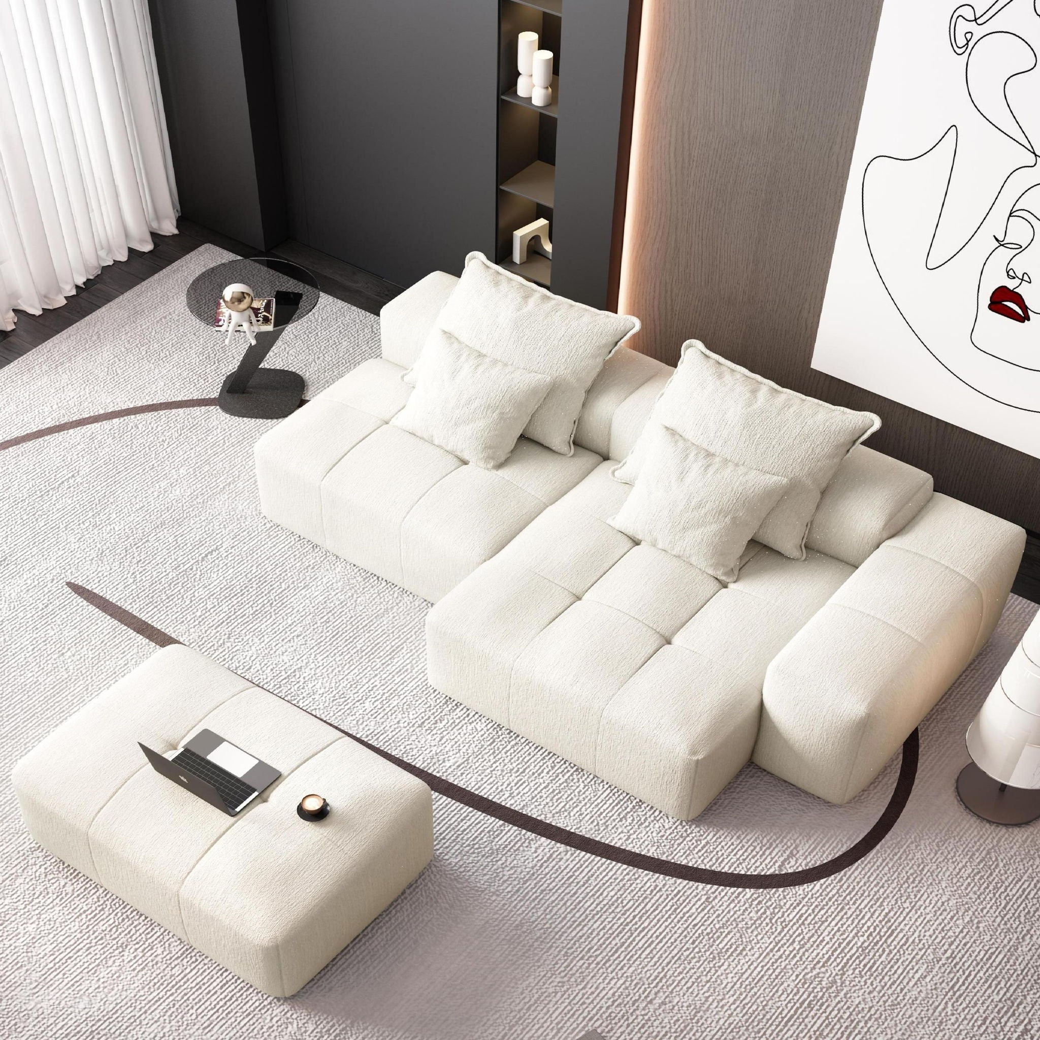 Bobby Furniture - Modern Oversized Diy Combination Modular Sectional Sofa With Pillows image 45