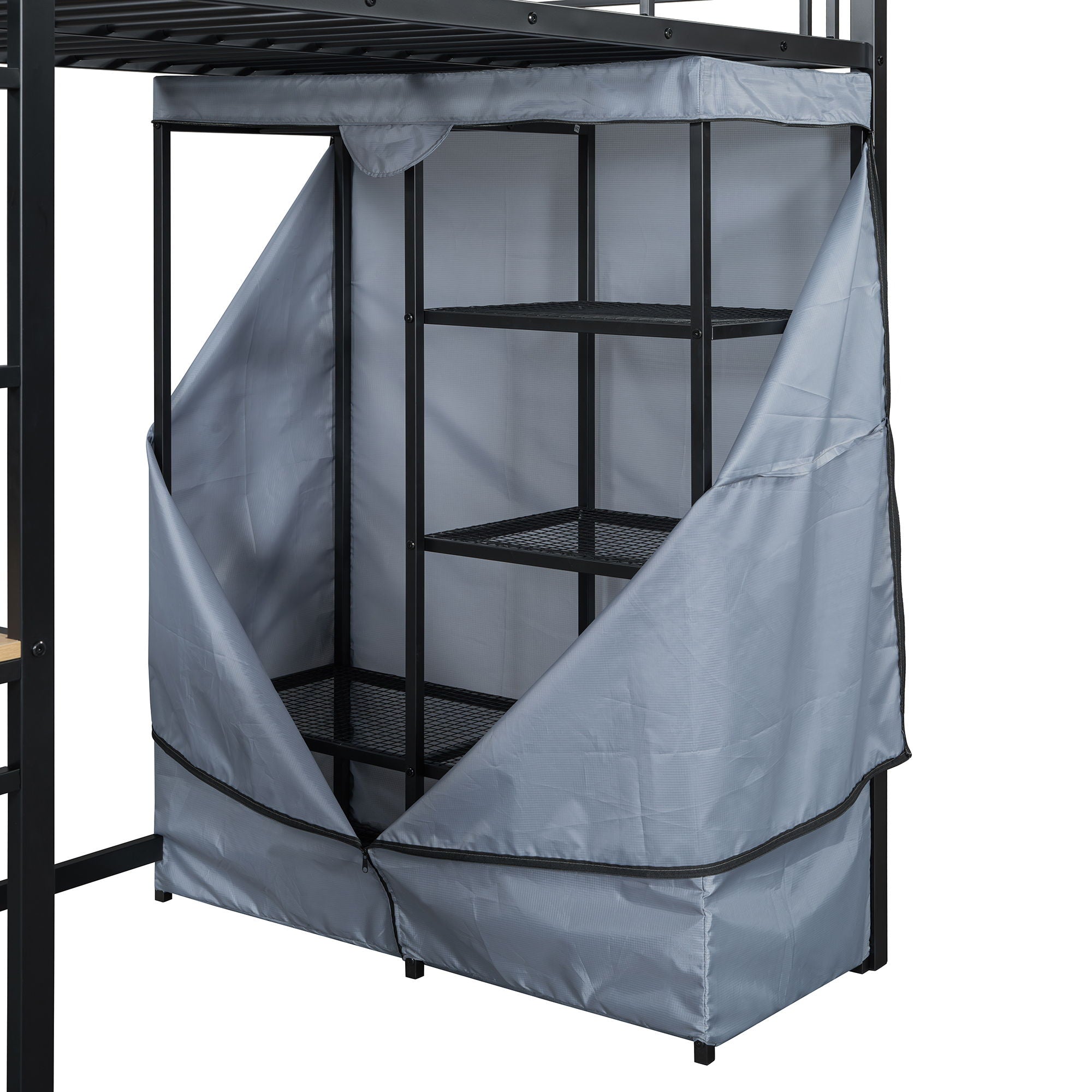 Halcyon Home - Loft Bed With Desk, Shelves, Power Outlet, LED Light And Wardrobe image 16