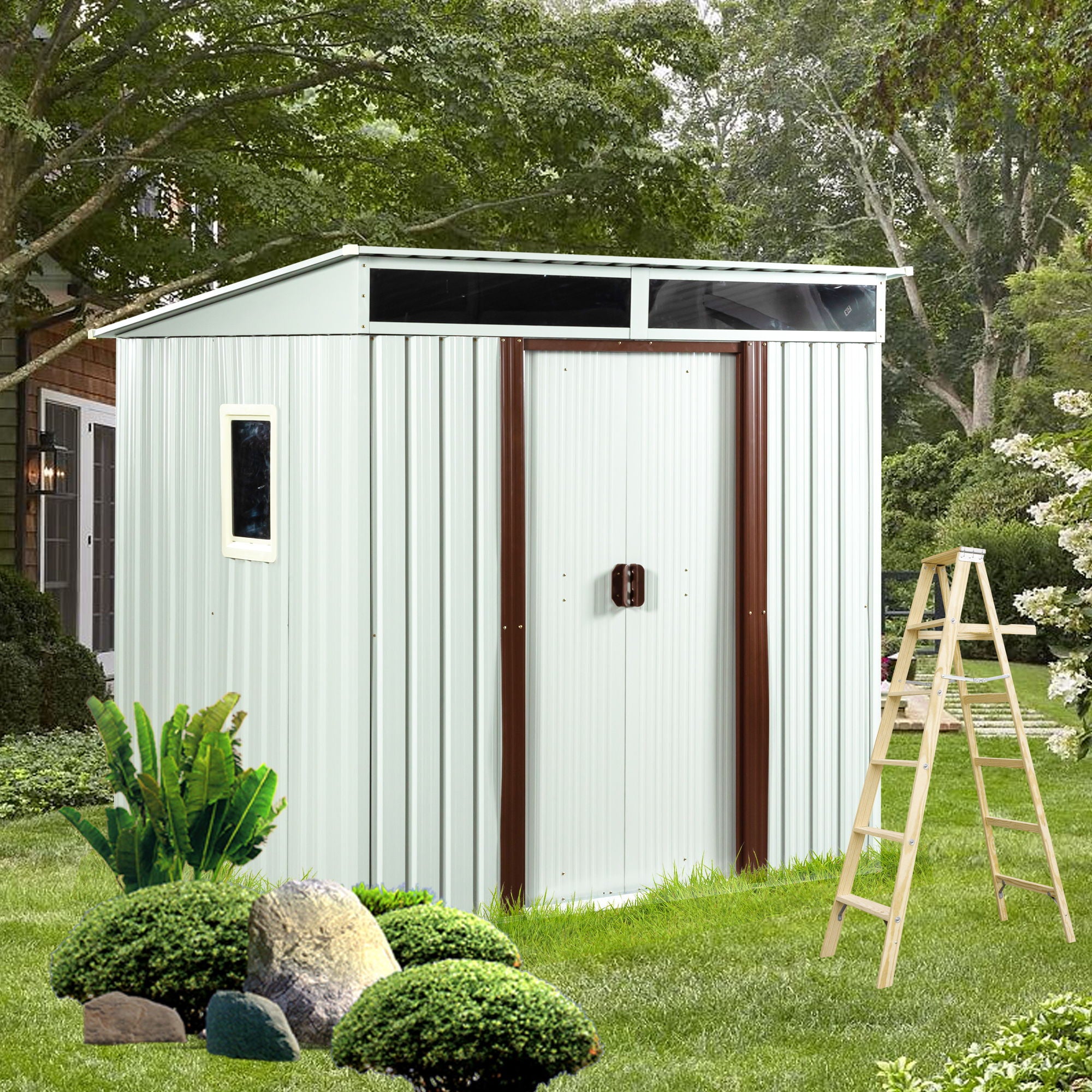 WWC - Outdoor Metal Storage Shed With Window image 6