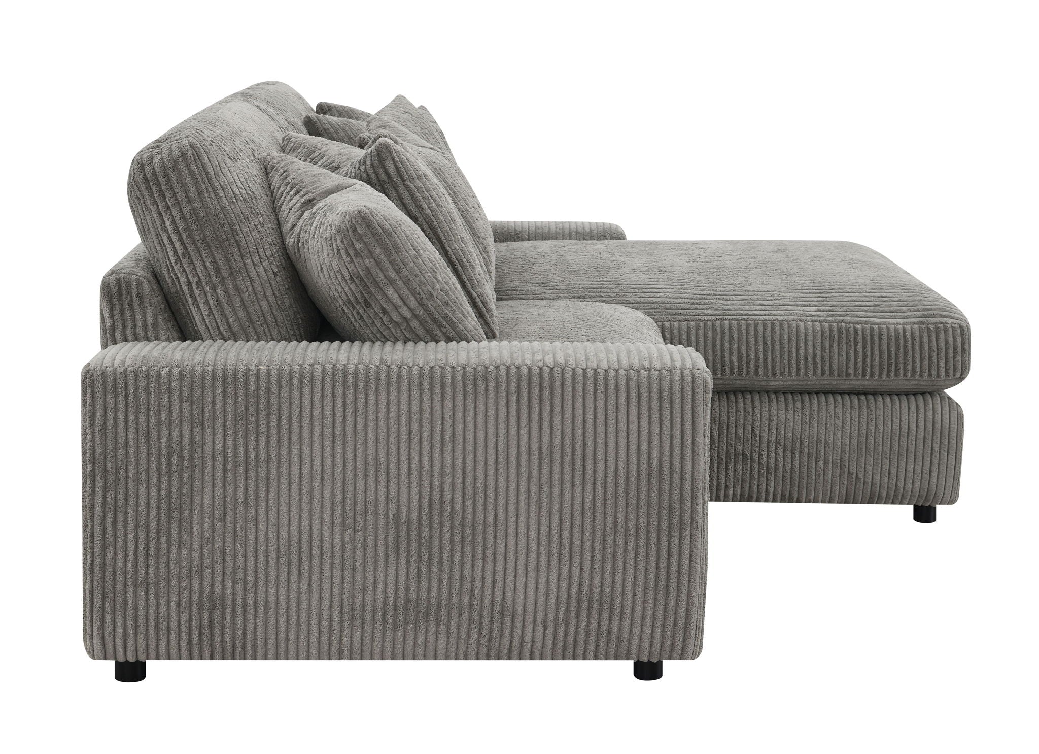 Acme - Tavia - Reversible Sectional Sofa With 6 Pillows - Gray image 1