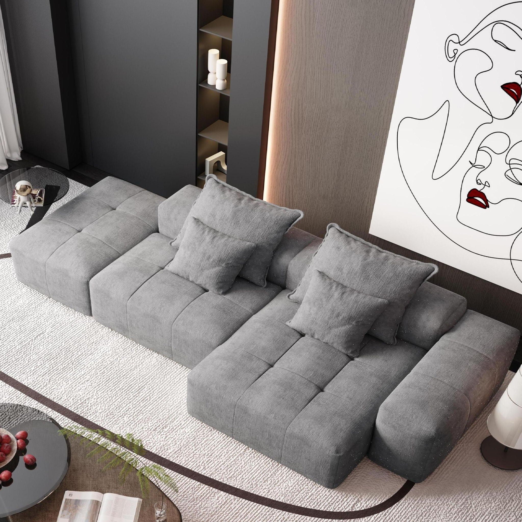 Bobby Furniture - Modern Oversized Diy Combination Modular Sectional Sofa With Pillows image 17