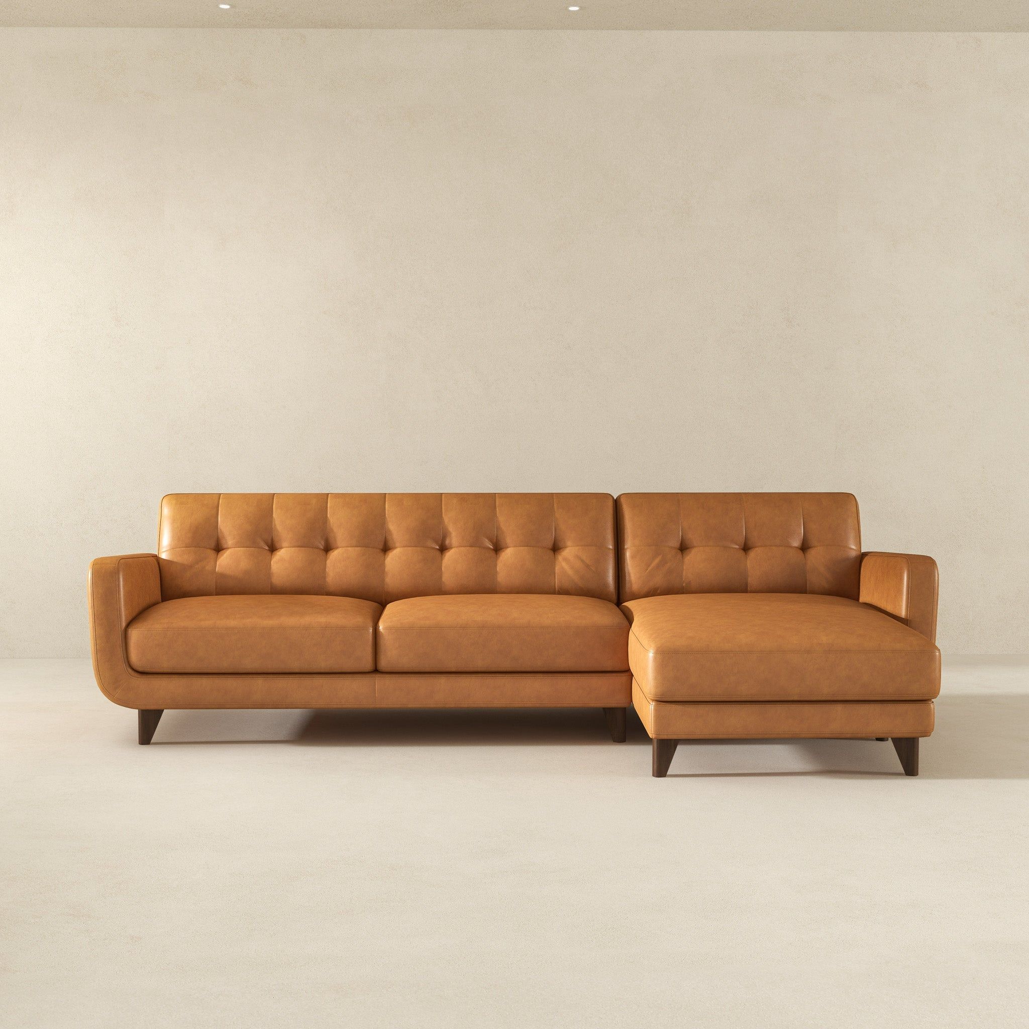 Ashcroft Furniture - Allison - Mid-Century Modern Leather Sectional Sofa Chaise image 1