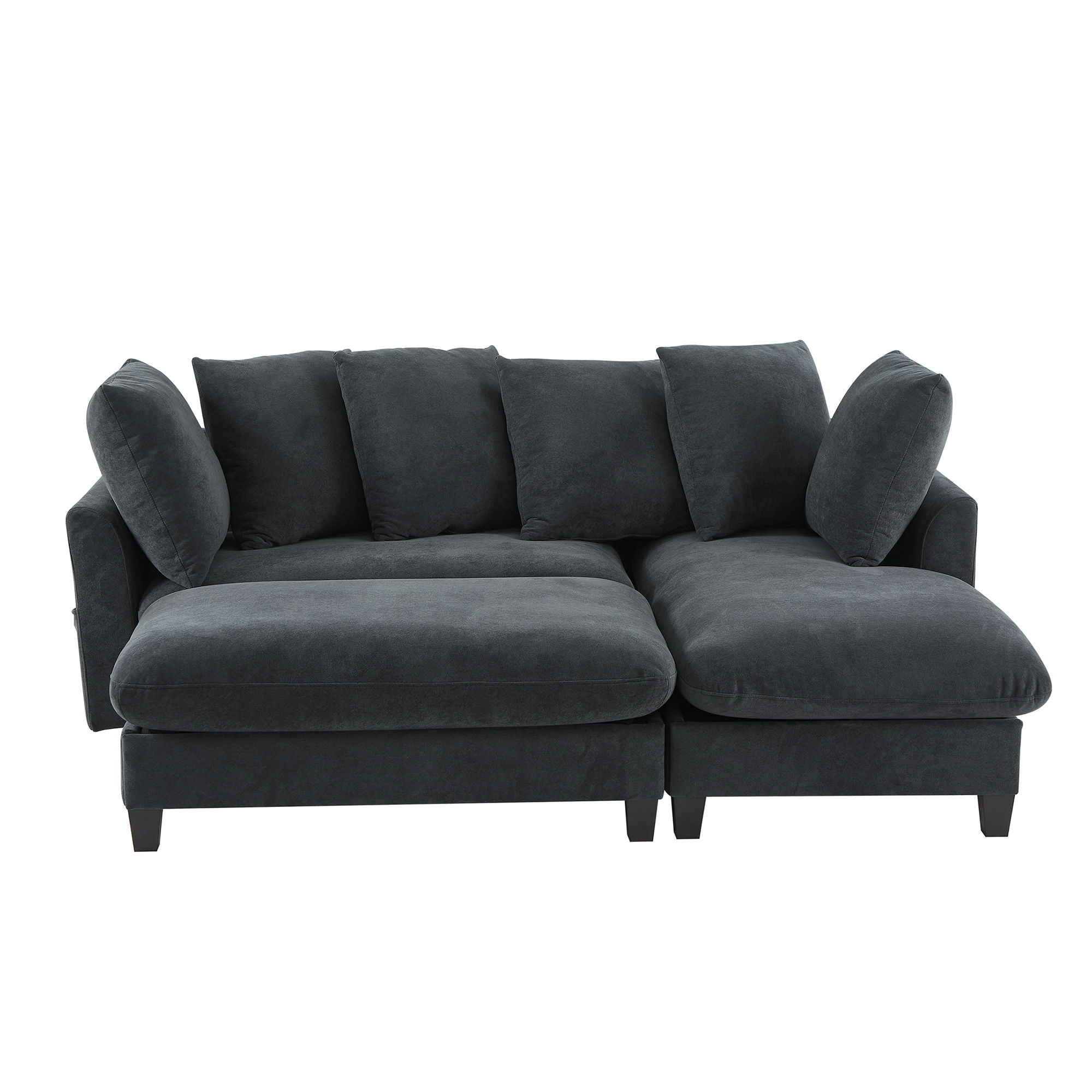 Oris Fur. - Upholstered L Shaped Sectional Sofa With Storage, Movable Ottoman, And 6 Throw Pillows image 5