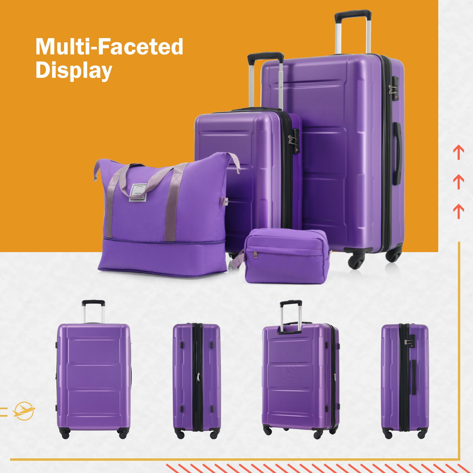 SUM Luggage - 2 Piece Luggage Set With Bags Expanable Spinner Wheels ABS Lightweight Suitcase With Tsa Lock 20" / 24" image 24