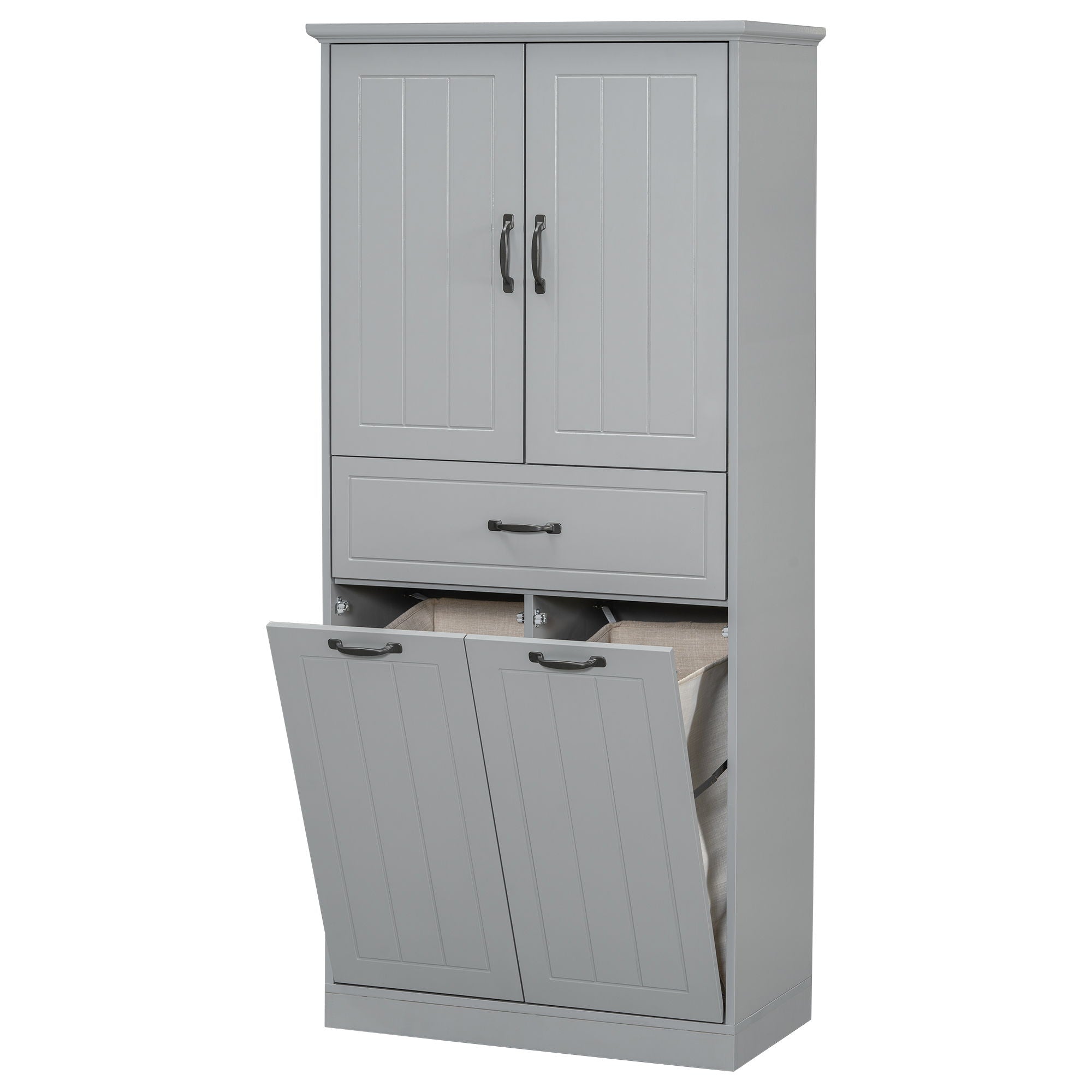 Settler & Co. - Modern Bathroom Storage Cabinet With Two Laundry Baskets, One Drawer, Adjustable Shelf image 7