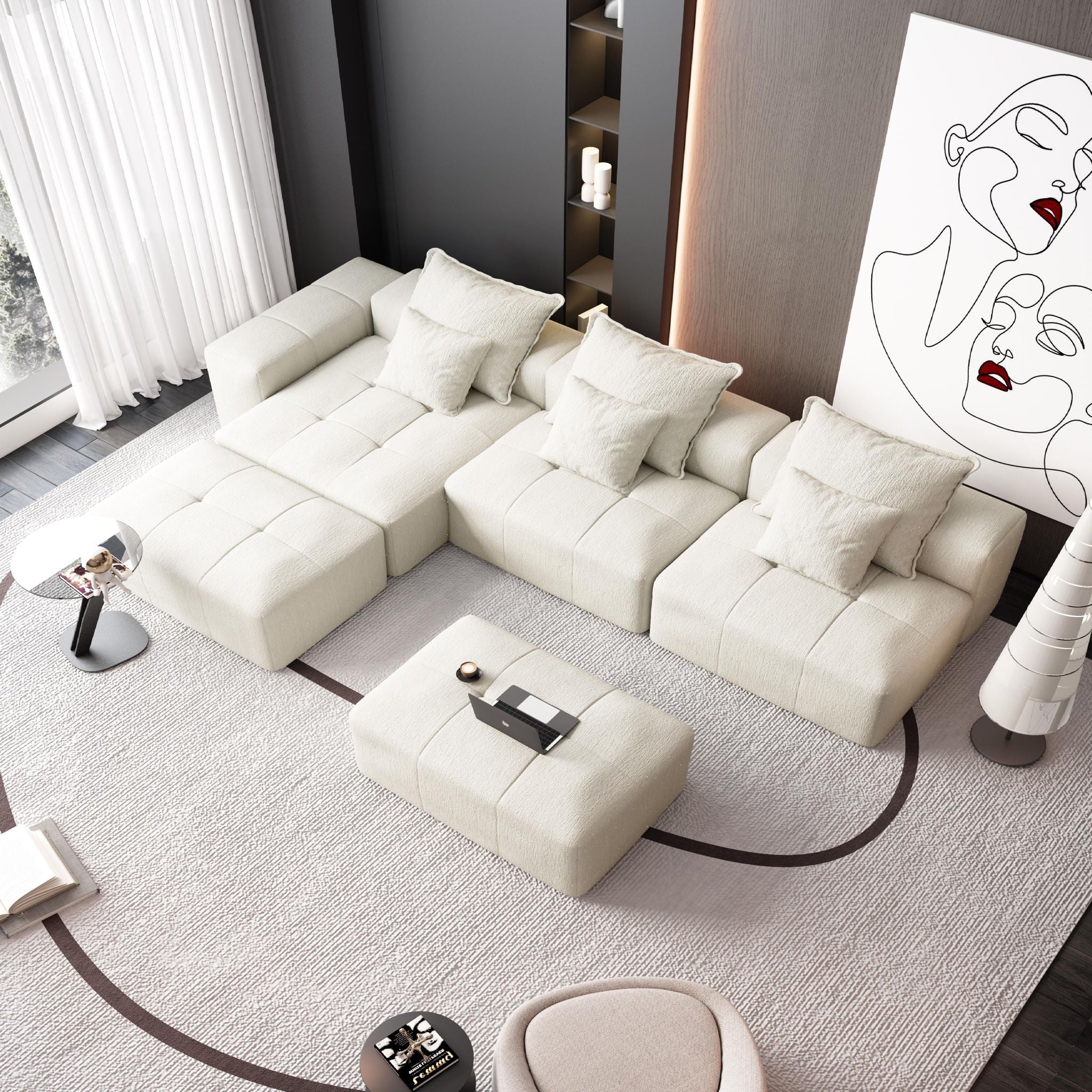 Bobby Furniture - Modern Oversized Diy Combination Modular Sectional Sofa With Pillows image 70