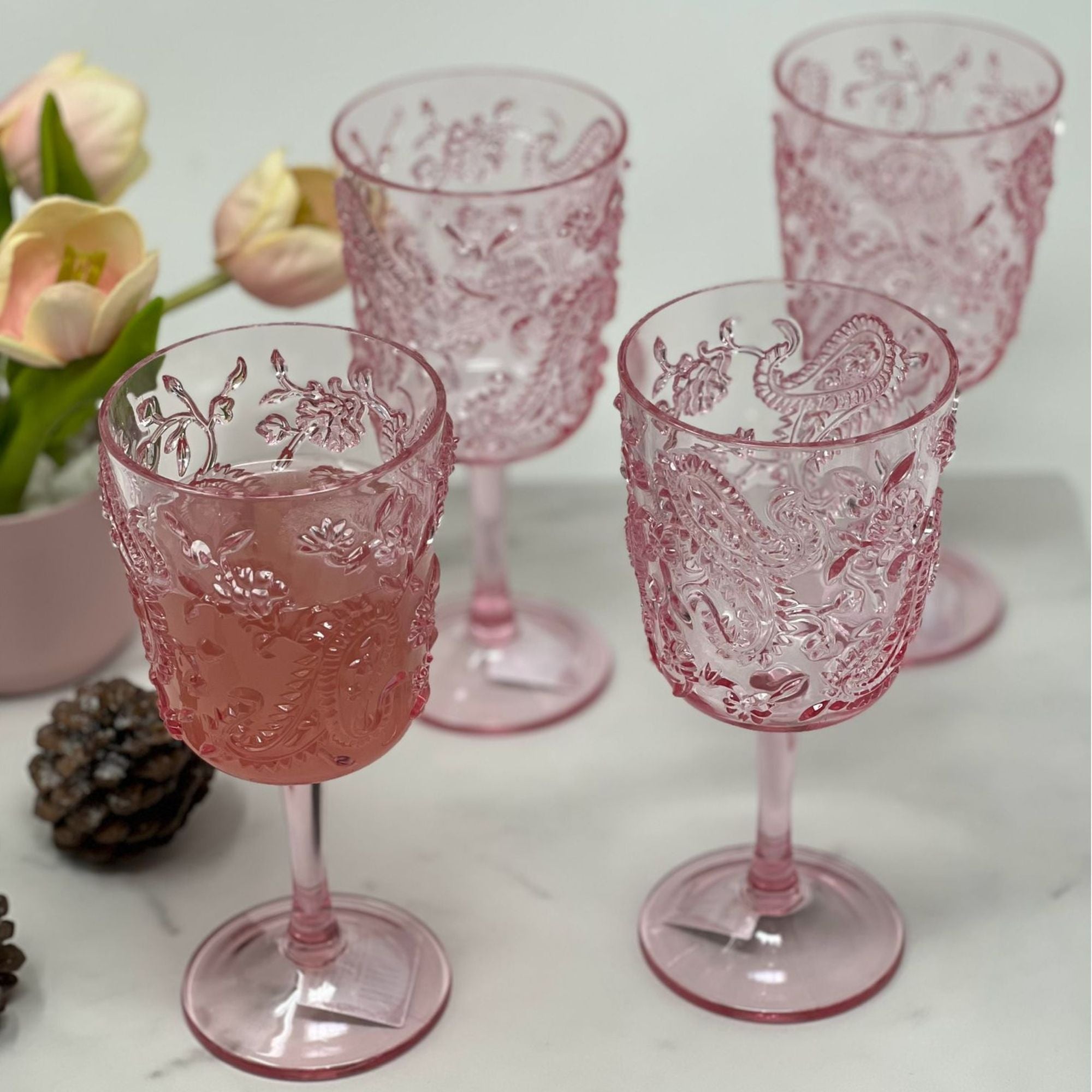 California Drinkware - Paisley Acrylic Wine Glasses (Set of 4) image 1