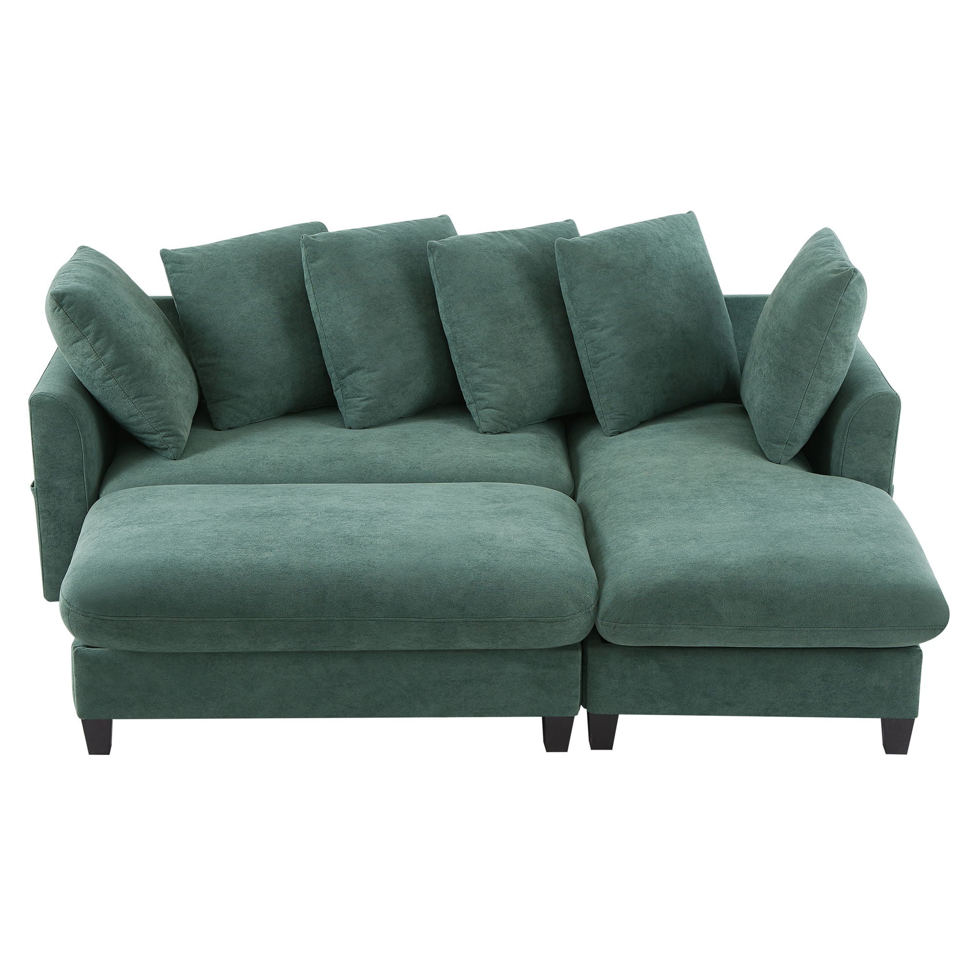 Oris Fur. - Upholstered L Shaped Sectional Sofa With Storage, Movable Ottoman, And 6 Throw Pillows image 1