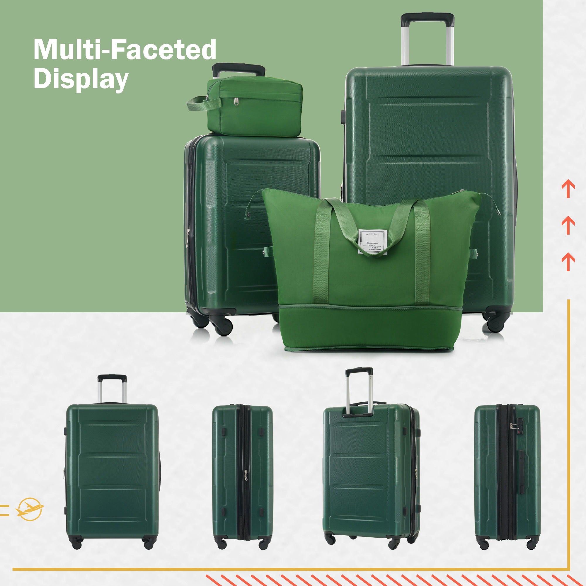 SUM Luggage - 2 Piece Luggage Set With Bags Expanable Spinner Wheels ABS Lightweight Suitcase With Tsa Lock 20" / 24" image 13