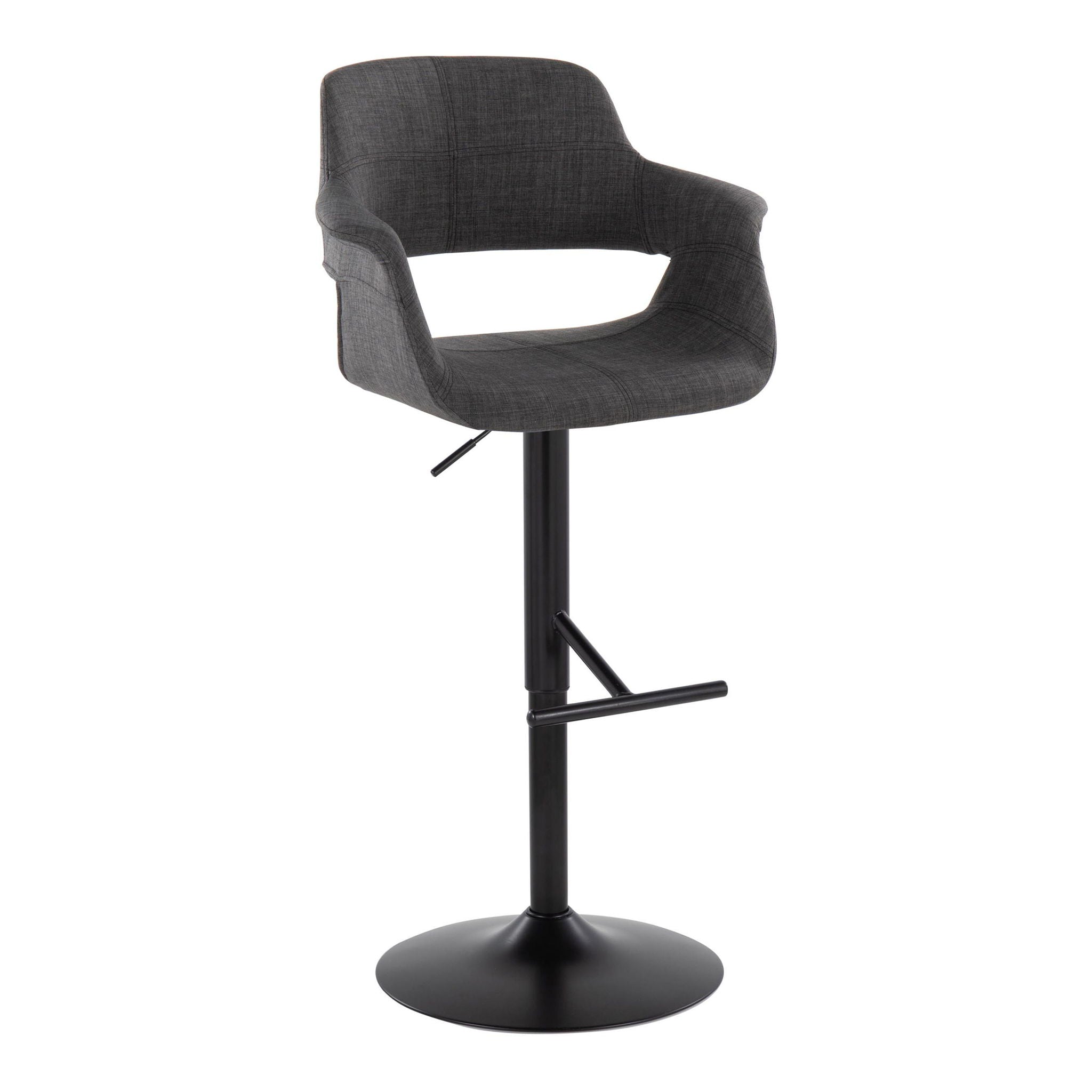 Lumi Source - Vintage Flair - Mid Century Modern Adjustable Barstool With Straight T Footrest (Set of 2) image 5