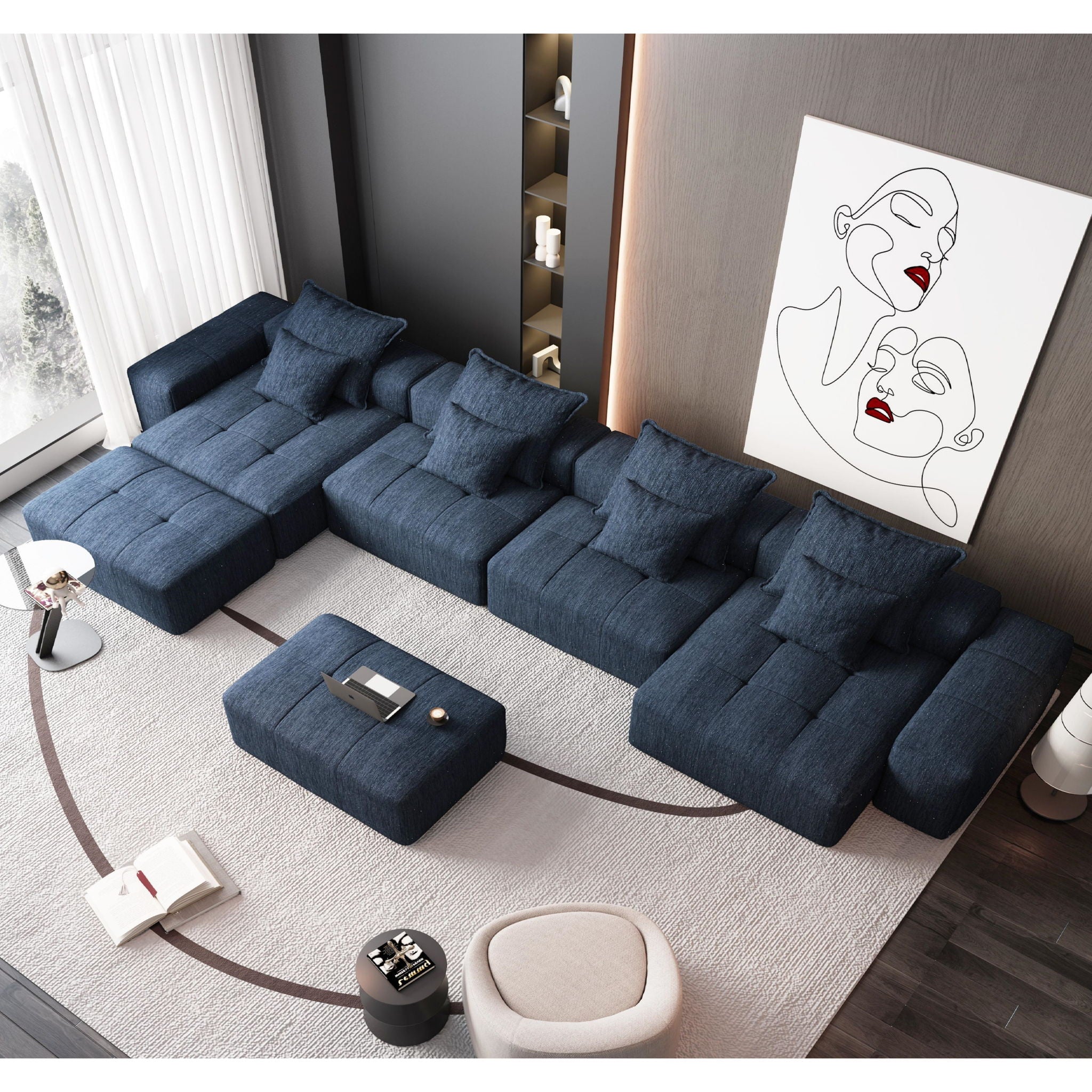 Bobby Furniture - Modern Oversized Diy Combination Modular Sectional Sofa With Pillows image 41