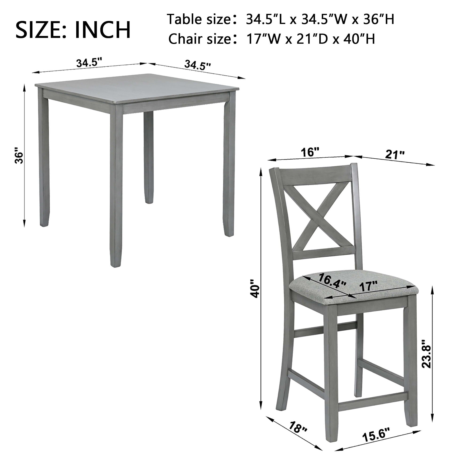 Fullbarn E-Commerce - 5 Piece Dining Table Set, Wooden Dining Square Table Set For 4 image 9