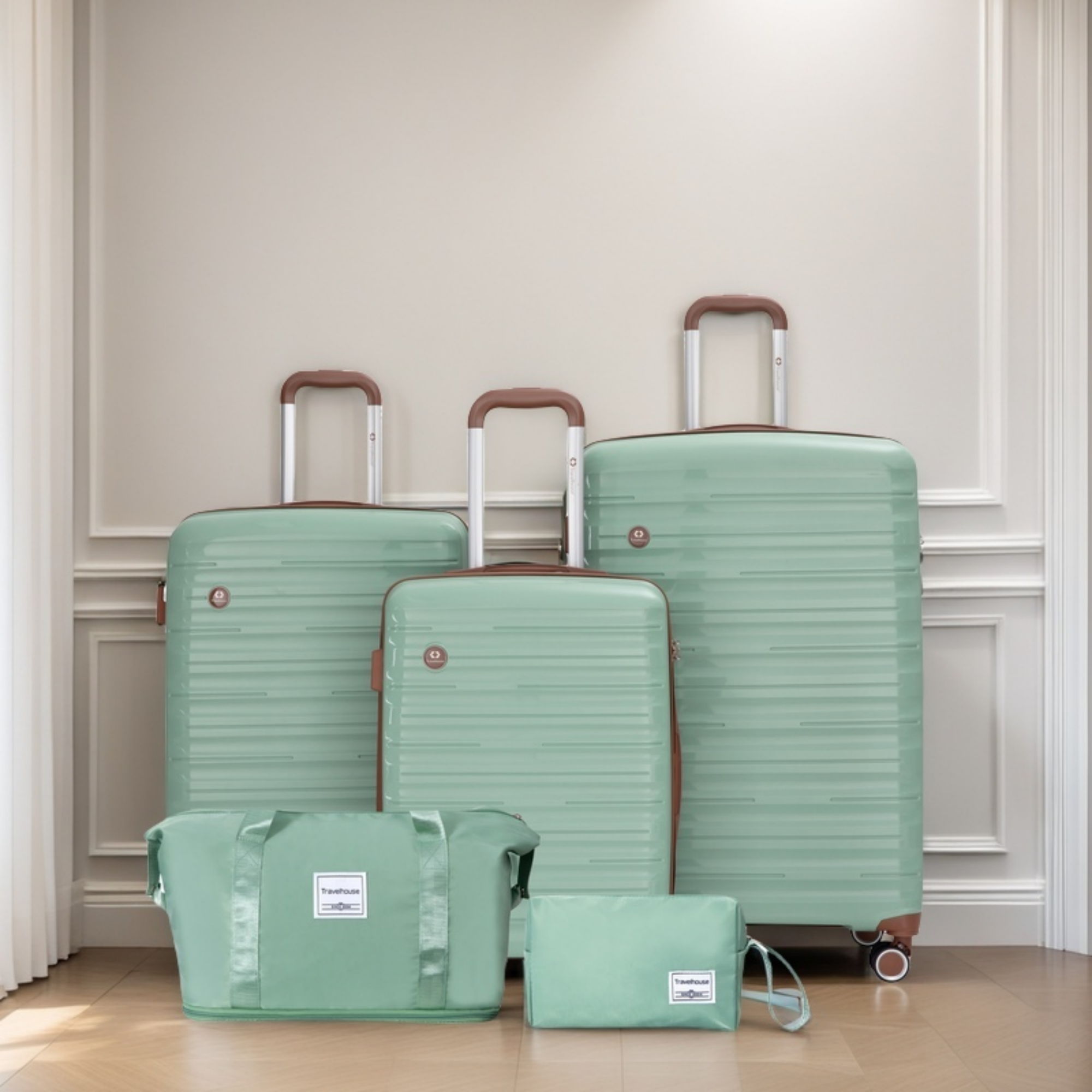 TravelHouse - 5 Piece Set Hardshell Carry On Luggage Set With Tsa Lock image 9