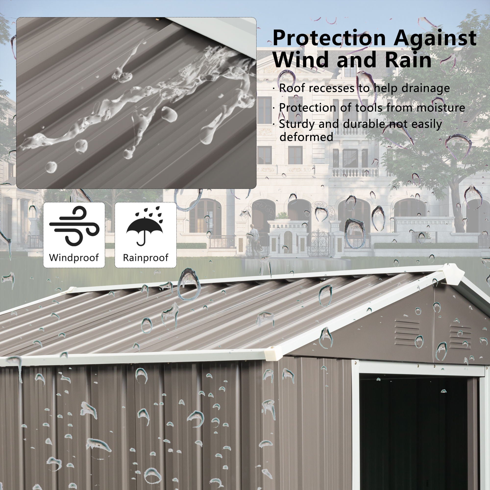 WWC - Outdoor Metal Storage Shed With Window image 7
