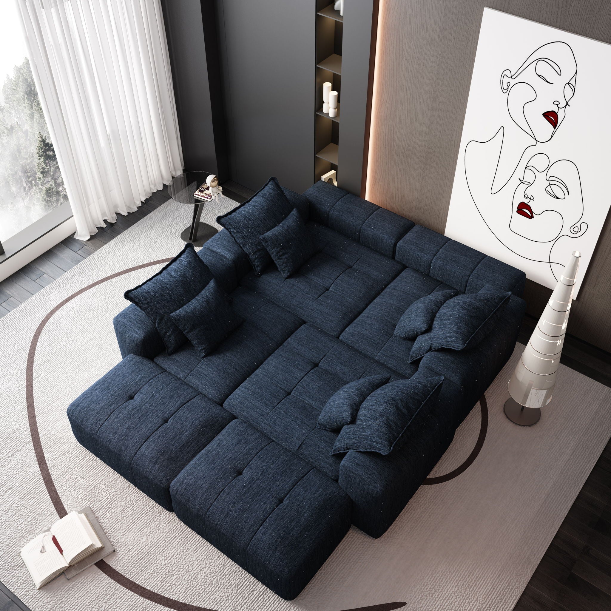 Bobby Furniture - Modern Oversized Diy Combination Modular Sectional Sofa With Pillows image 80