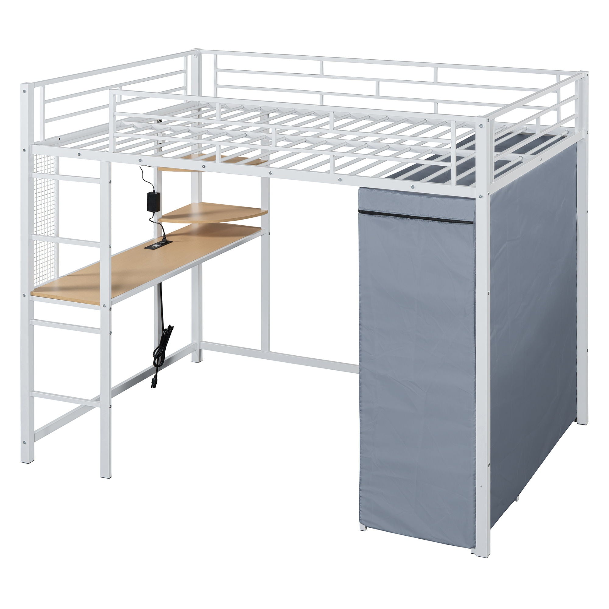 Halcyon Home - Loft Bed With Desk, Shelves, Power Outlet, LED Light And Wardrobe image 8