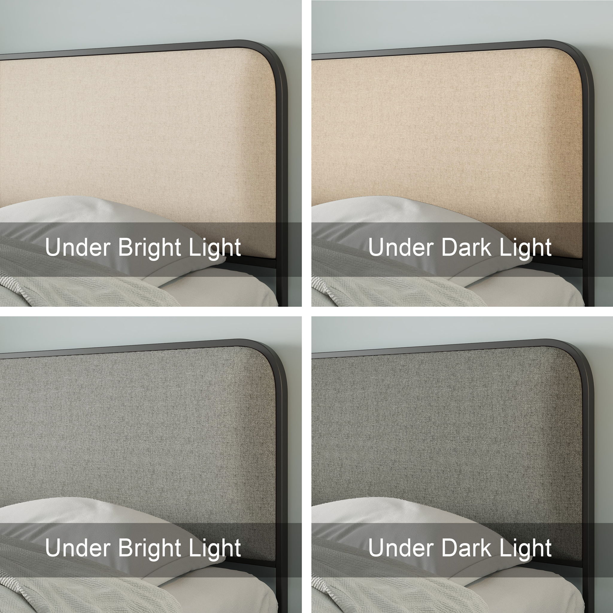 Bed Best - Modern Bed With Curved Upholstered Headboard And Footboard, Heavy Duty Metal Slats image 7