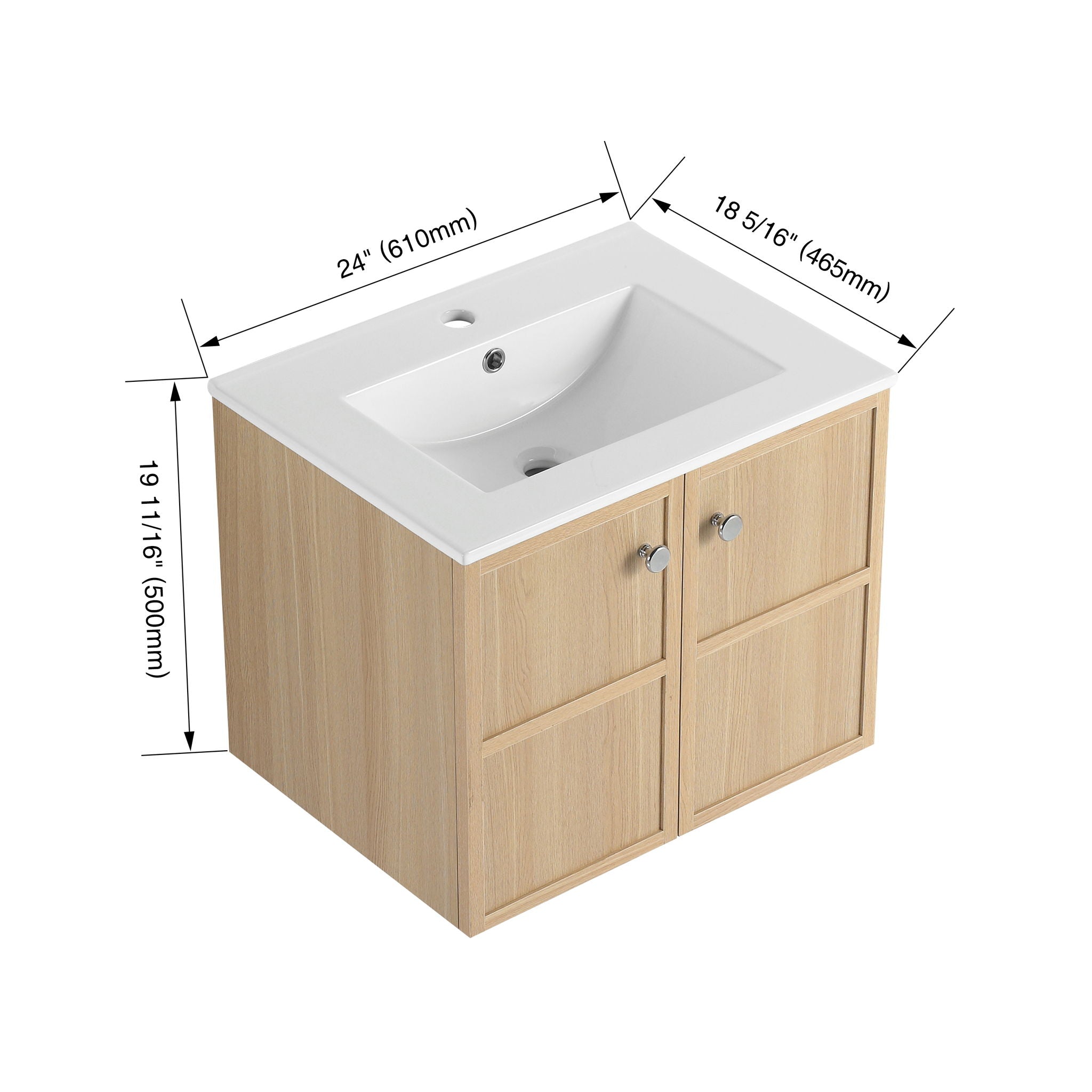 Levistar - Wall Mounted Bathroom Vanity With Ceramic Sink And 2 Soft Closing Doors image 3