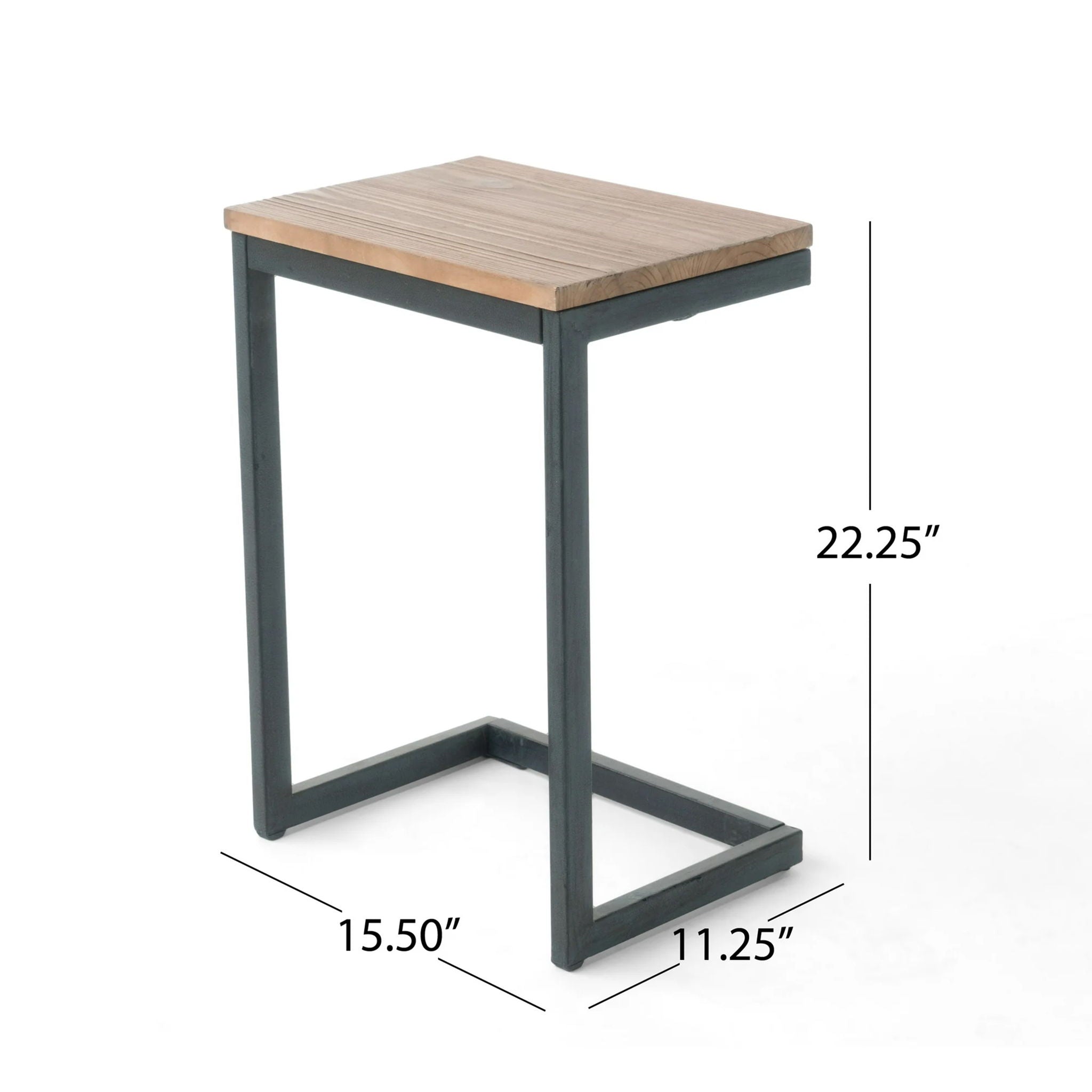 Home Living - C Shaped End Table With Iron Base And Fir Wood To image 8