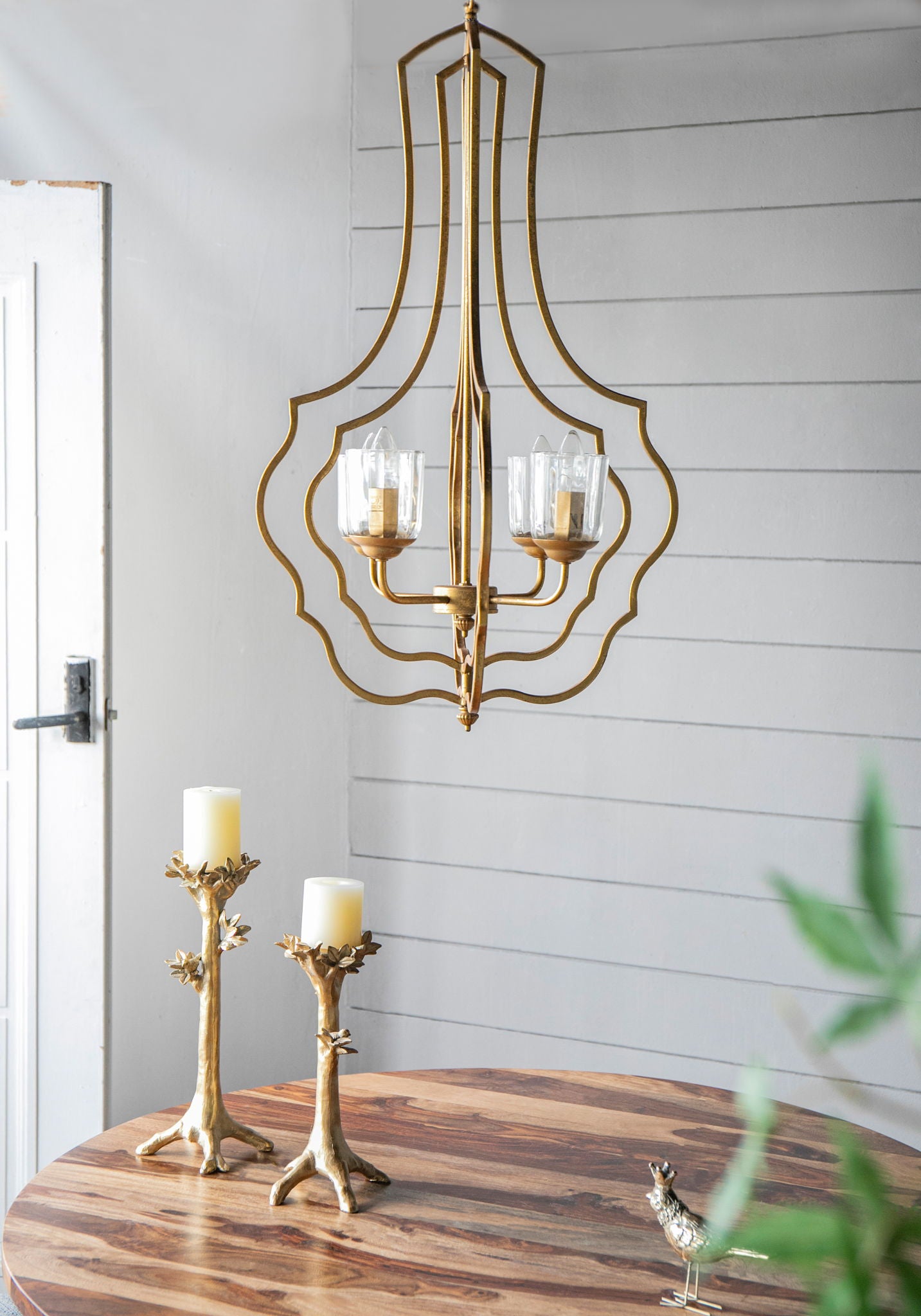Evergreen Decor - 4 Light Metal Chandelier, Hanging Light Fixture With Adjustable Chain For Kitchen, Bulb Not Included - Gold image 3