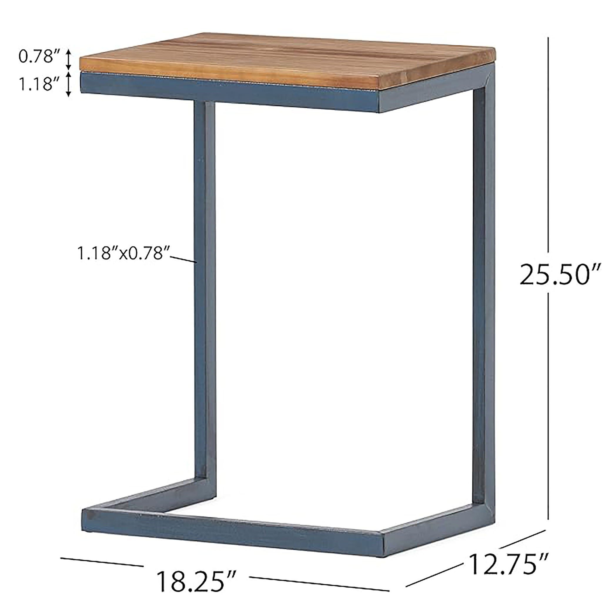 Home Living - C Shaped End Table With Iron Base And Fir Wood To image 1