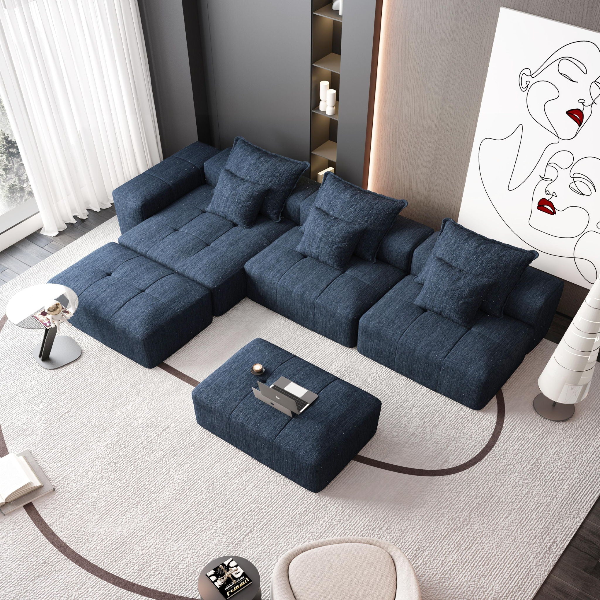 Bobby Furniture - Modern Oversized Diy Combination Modular Sectional Sofa With Pillows image 46