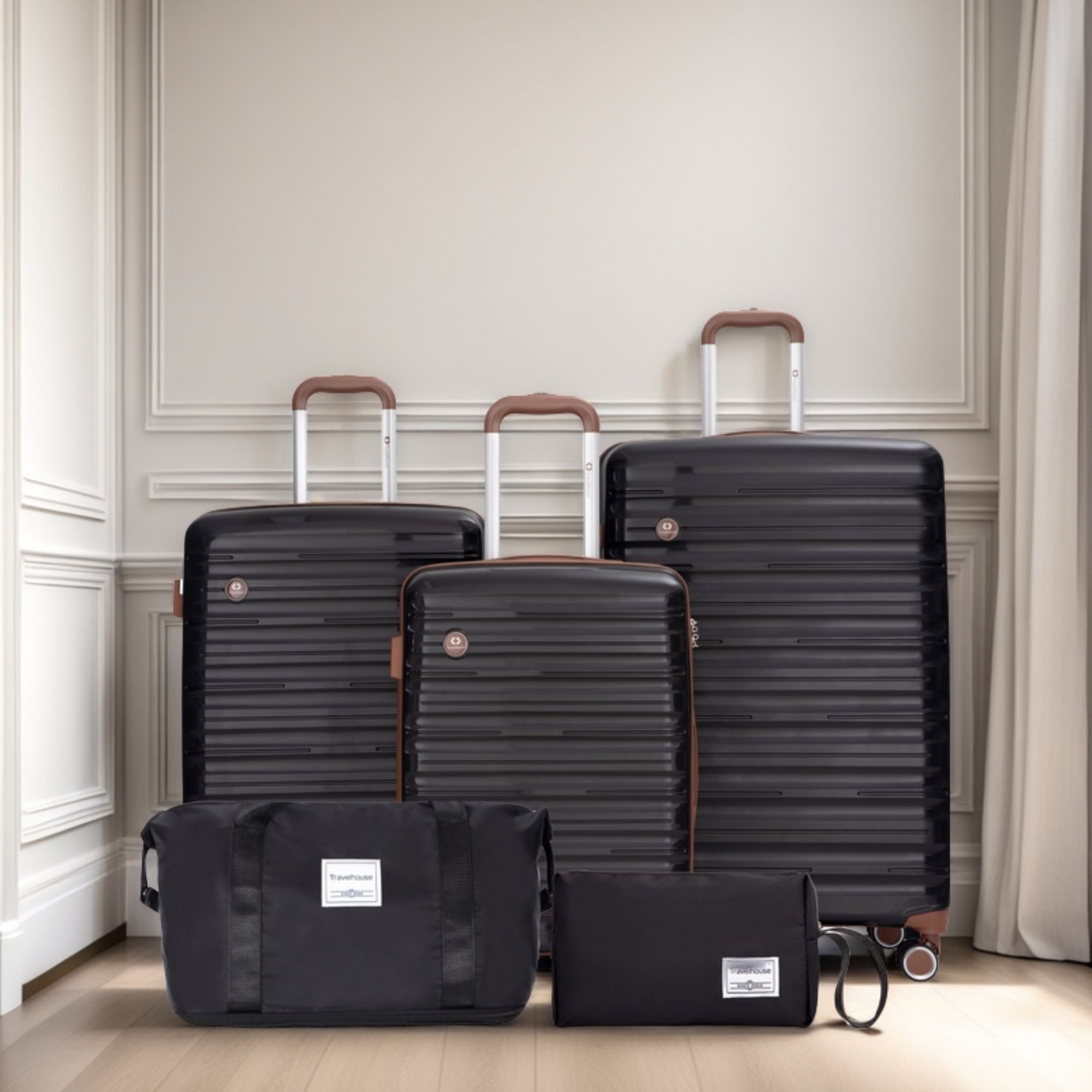 TravelHouse - 5 Piece Set Hardshell Carry On Luggage Set With Tsa Lock image 5