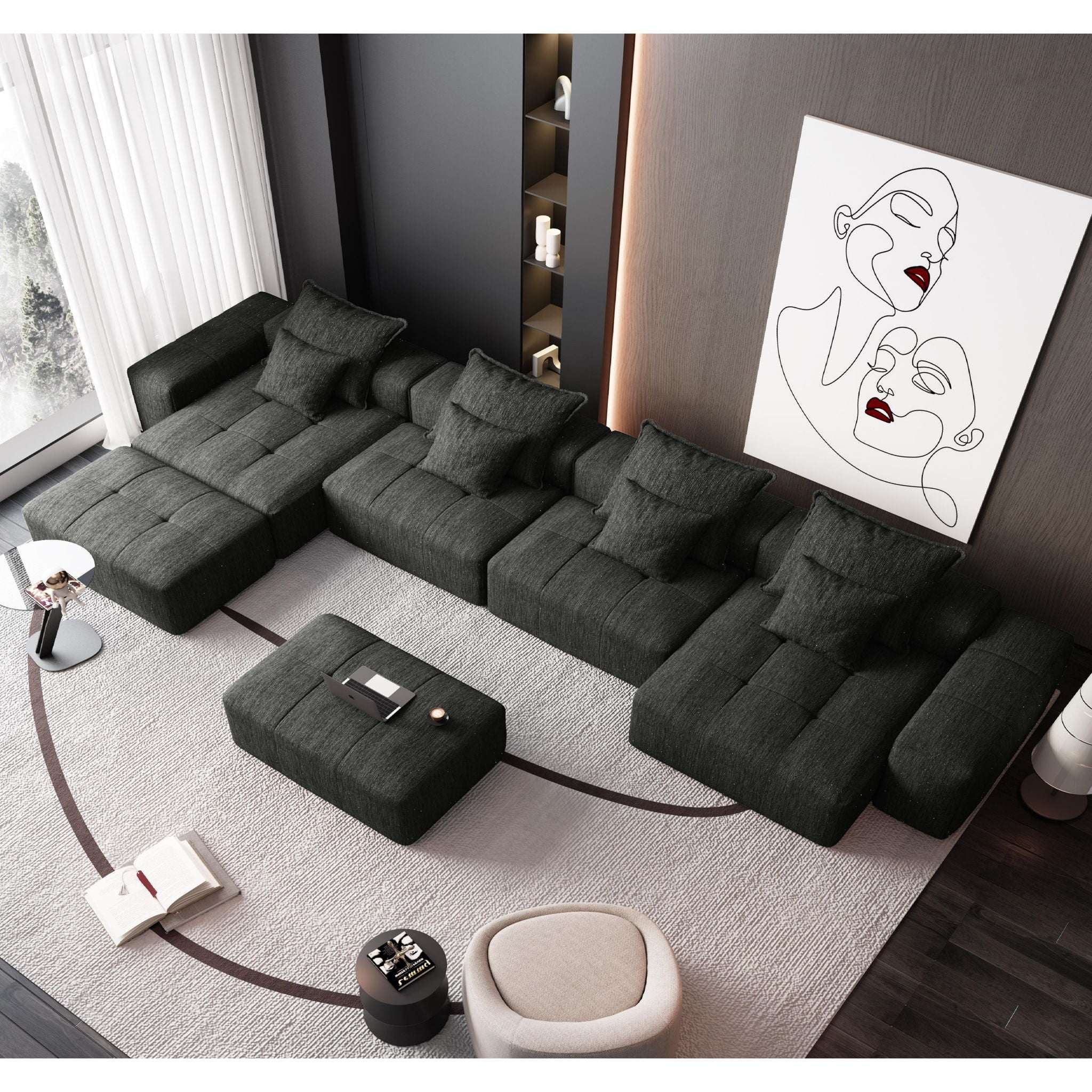 Bobby Furniture - Modern Oversized Diy Combination Modular Sectional Sofa With Pillows image 93
