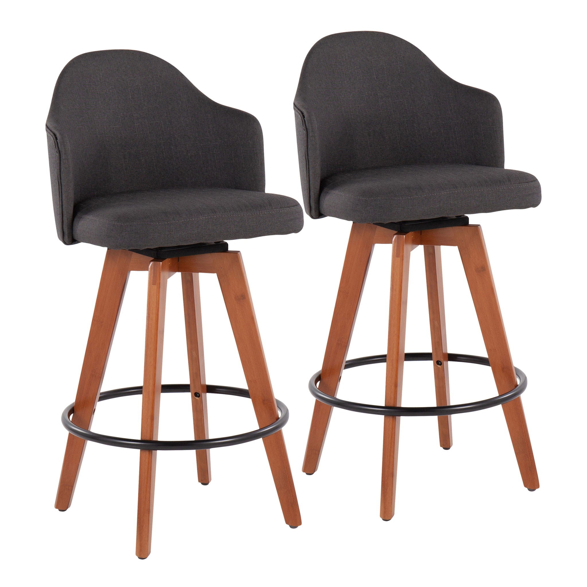 Lumi Source - Ahoy - Contemporary Fixed Height Counter Stool With Bamboo Round Footrest (Set of 2) image 1