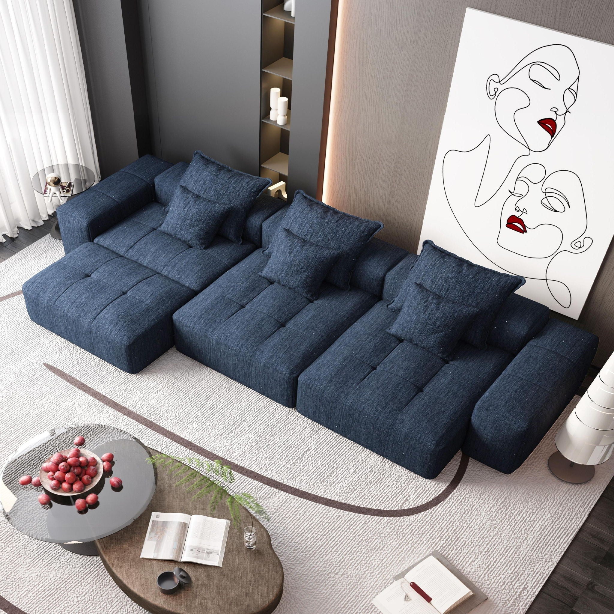 Bobby Furniture - Modern Oversized Diy Combination Modular Sectional Sofa With Pillows image 54