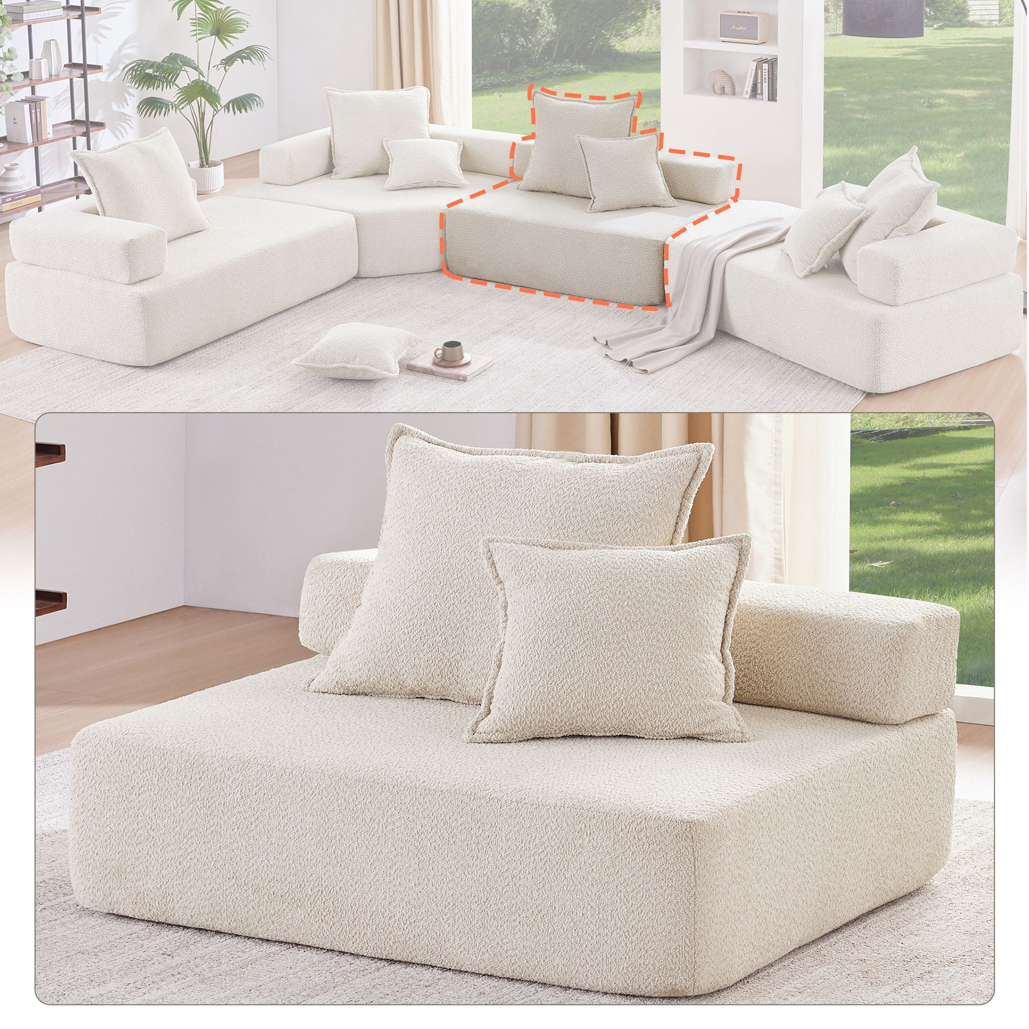 Luxe & Co. - Frame For Oversized Modular U Shaped Sectional, Floor Couch Convertible Compressed Couch Spacious Foam Filled Sofa image 7