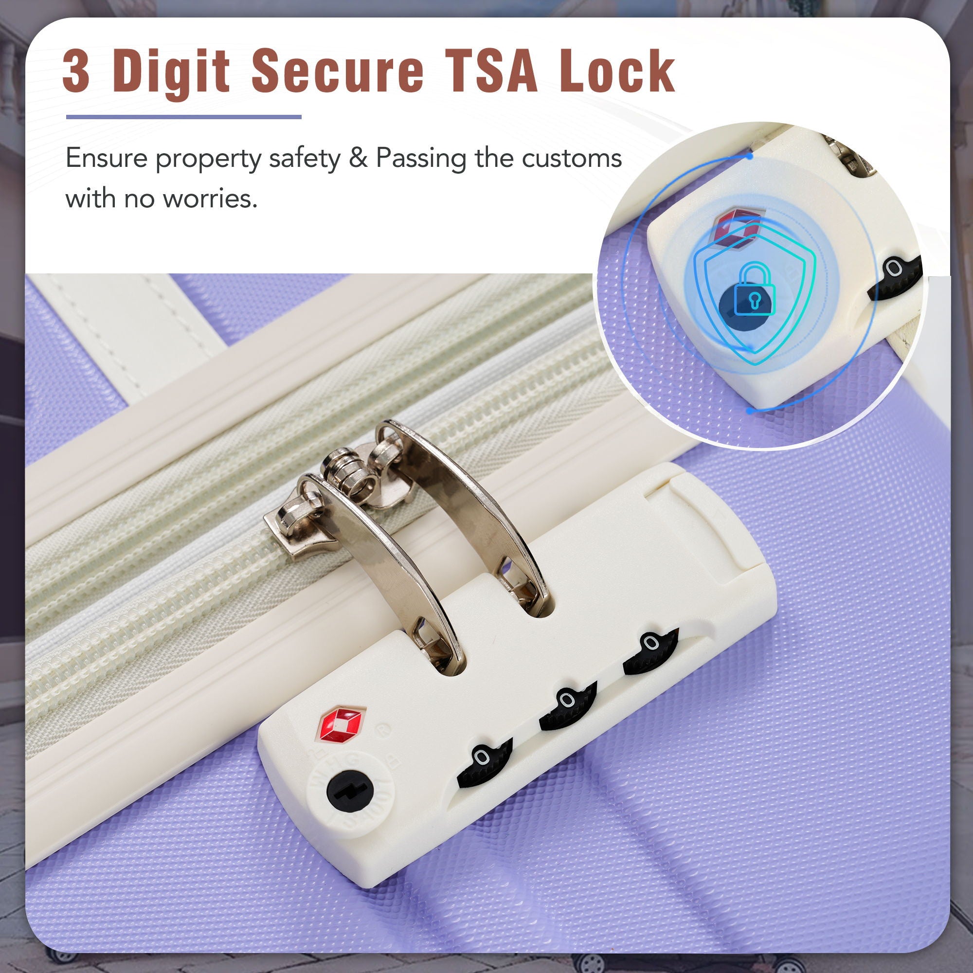 SUM Luggage - Hardshell Luggage Sets 4 Pieces 20" / 24" / 28" Luggages And Cosmetic Case Spinner Suitcase With Tsa Lock Lightweight image 7